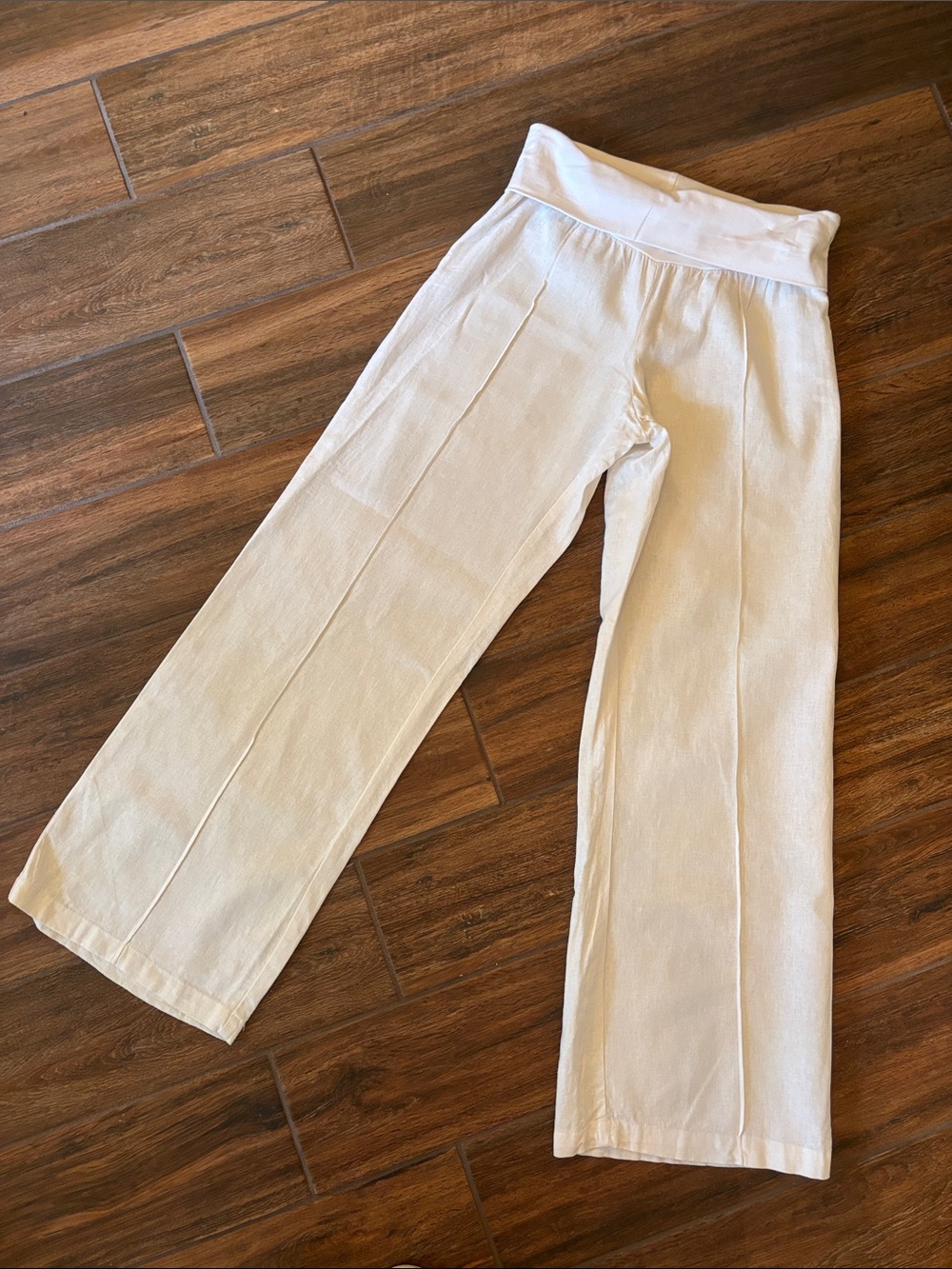 NWOT Just Living Fold-Over Wide Leg Linen-Blend Pants
